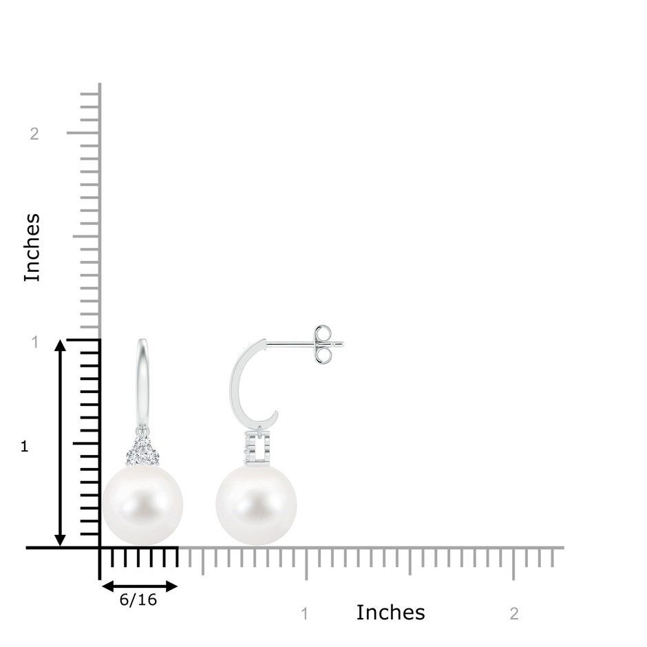 10mm AA Freshwater Pearl Half Hoop Earrings with Diamonds in S999 Silver product image