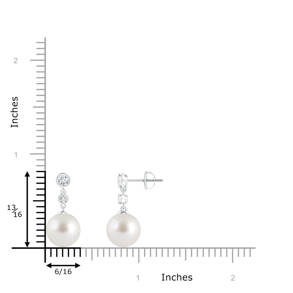 9mm AAA South Sea Pearl Drop Earrings with Bezel Diamonds in White Gold product image