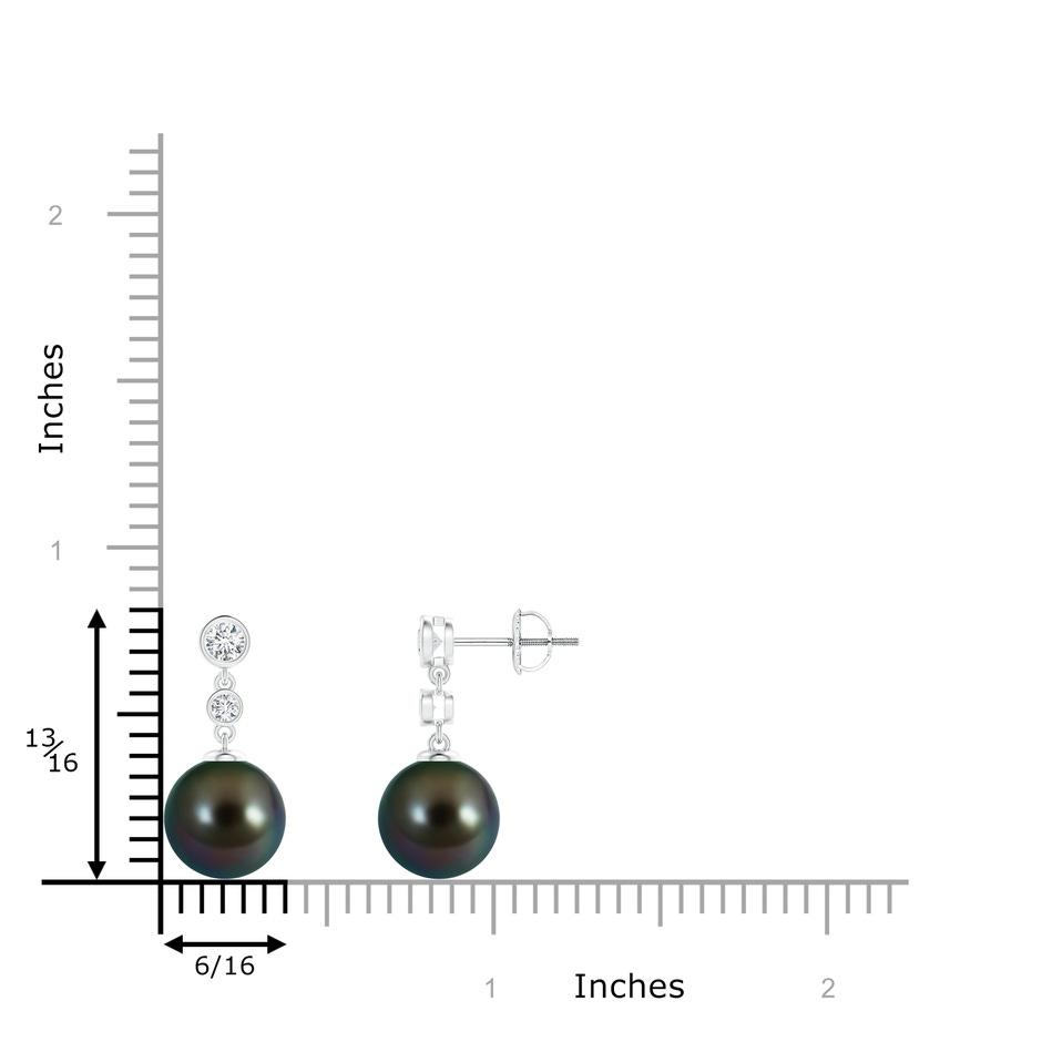 9mm AAAA Tahitian Pearl Drop Earrings with Bezel Diamonds in White Gold product image