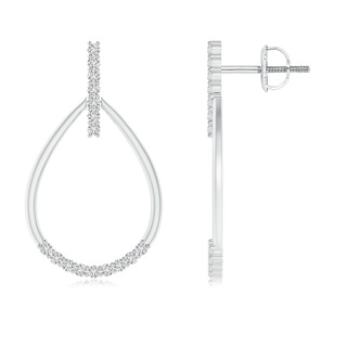 1.3mm HSI2 Partially Studded Diamond Teardrop Earrings in White Gold