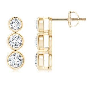 2.7mm GVS2 Classic Bezel-Set Diamond Three Stone Stud Earrings in Yellow Gold