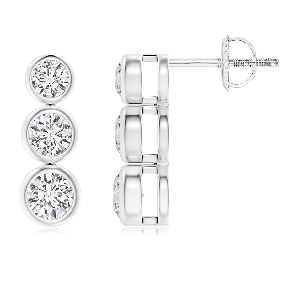 2.7mm HSI2 Classic Bezel-Set Diamond Three Stone Stud Earrings in P950 Platinum 