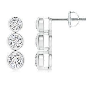 2.7mm HSI2 Classic Bezel-Set Diamond Three Stone Stud Earrings in White Gold