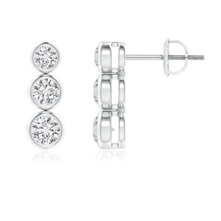 3.6mm HSI2 Classic Bezel-Set Diamond Three Stone Stud Earrings in White Gold