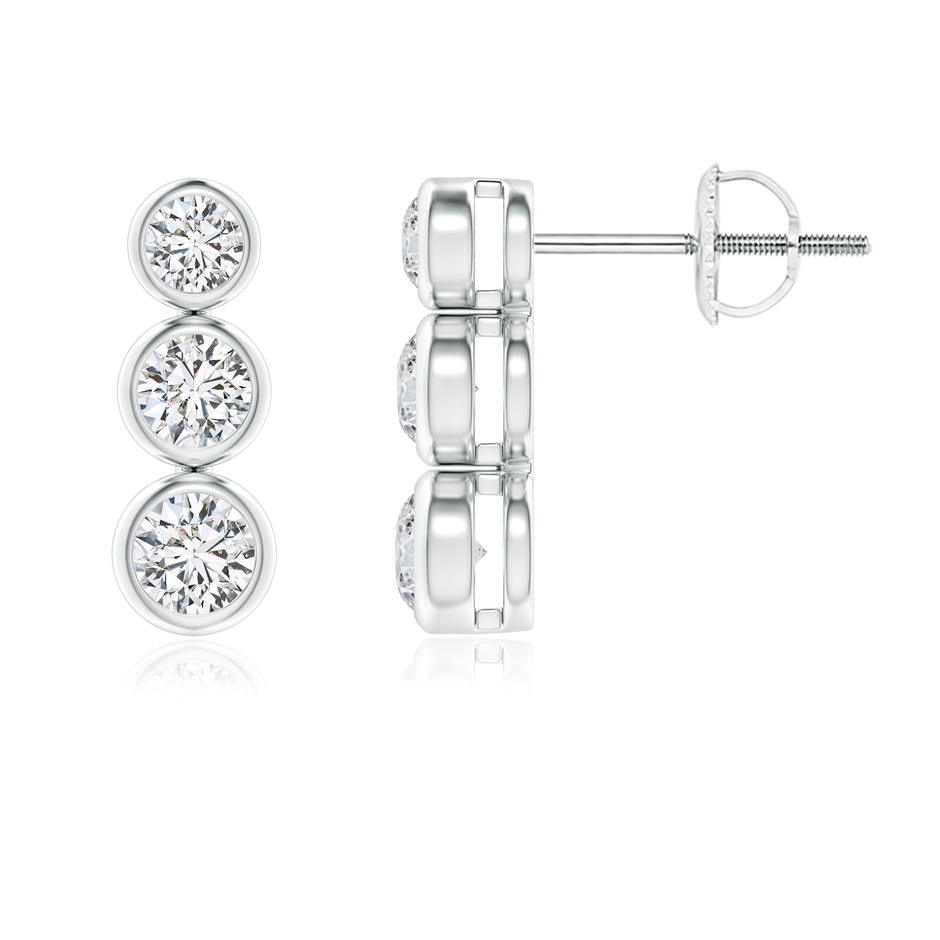 3.6mm HSI2 Classic Bezel-Set Diamond Three Stone Stud Earrings in White Gold 