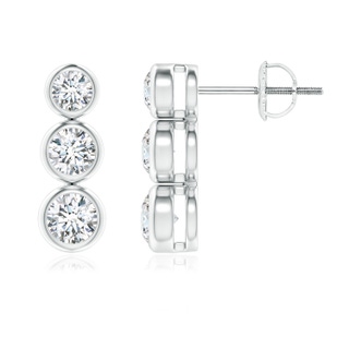 4mm GVS2 Classic Bezel-Set Diamond Three Stone Stud Earrings in P950 Platinum