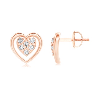 1.3mm GVS2 Clustre Diamond Open Heart Stud Earrings in 9K Rose Gold