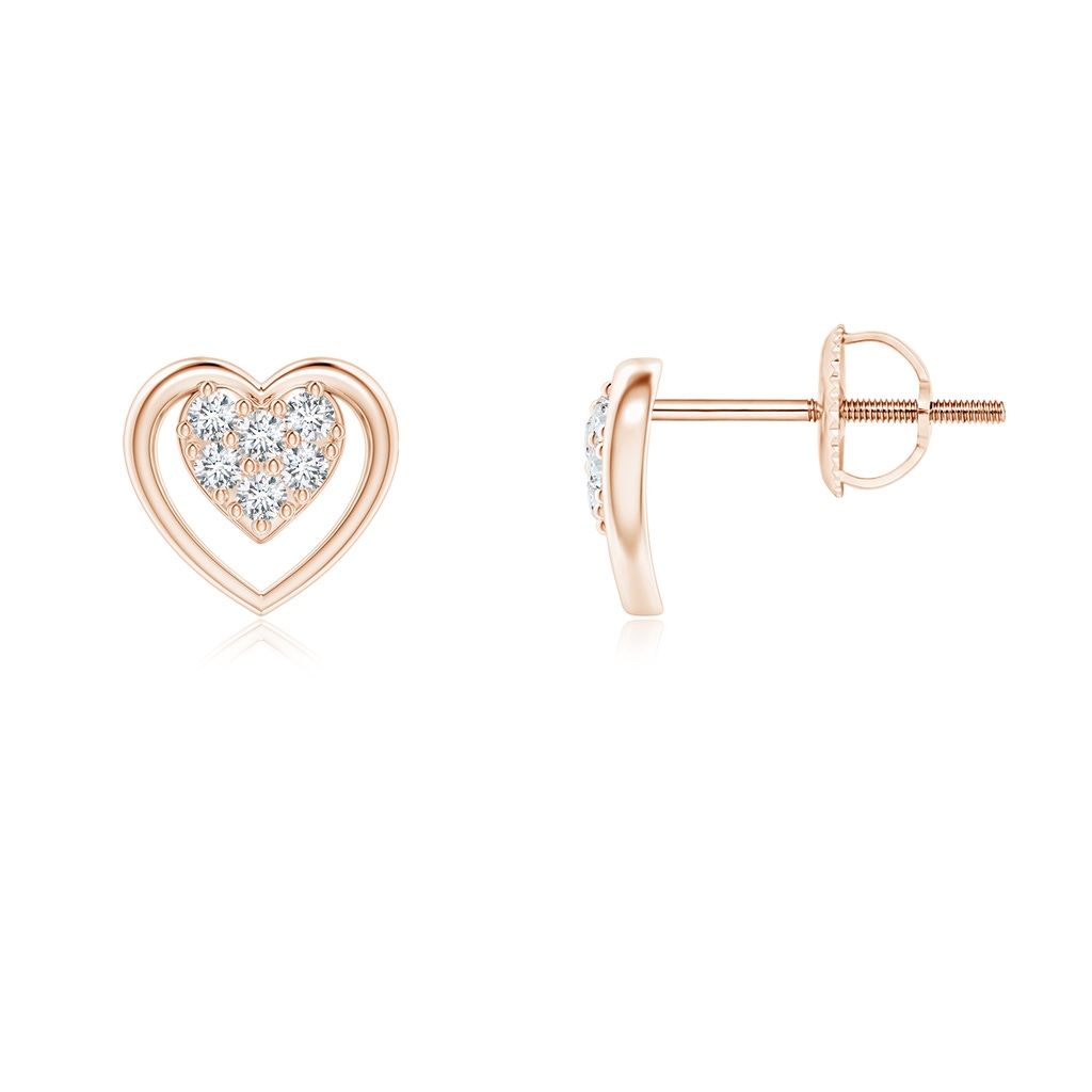 1.3mm GVS2 Clustre Diamond Open Heart Stud Earrings in Rose Gold