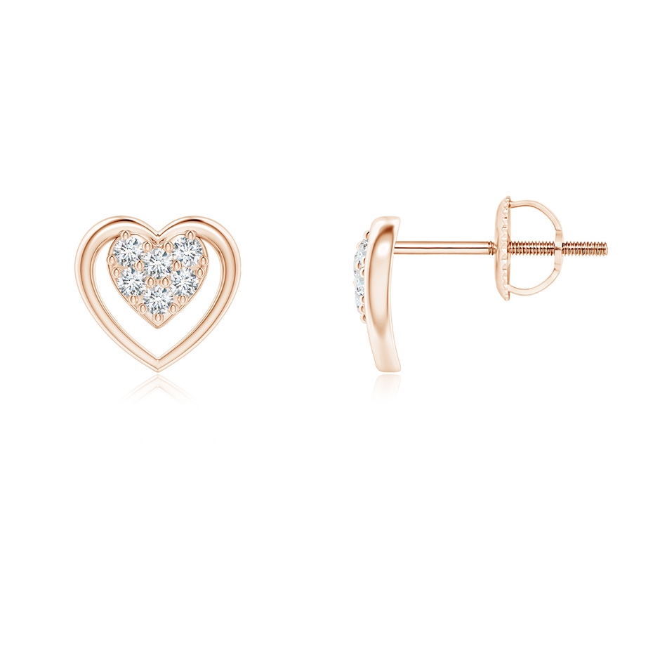 1.3mm GVS2 Cluster Diamond Open Heart Stud Earrings in Rose Gold 