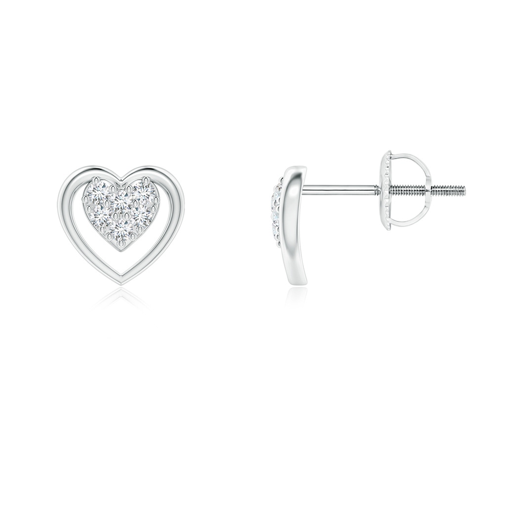 1.3mm GVS2 Clustre Diamond Open Heart Stud Earrings in White Gold