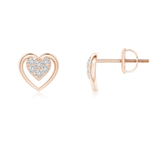 1.3mm HSI2 Clustre Diamond Open Heart Stud Earrings in Rose Gold