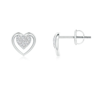 1.3mm HSI2 Clustre Diamond Open Heart Stud Earrings in White Gold