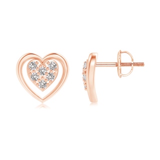 1.3mm IJI1I2 Clustre Diamond Open Heart Stud Earrings in 9K Rose Gold
