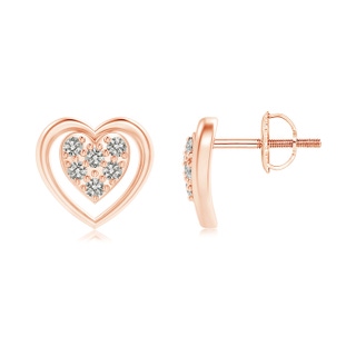 1.3mm KI3 Clustre Diamond Open Heart Stud Earrings in 9K Rose Gold