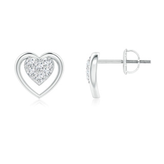 1.55mm GVS2 Clustre Diamond Open Heart Stud Earrings in P950 Platinum