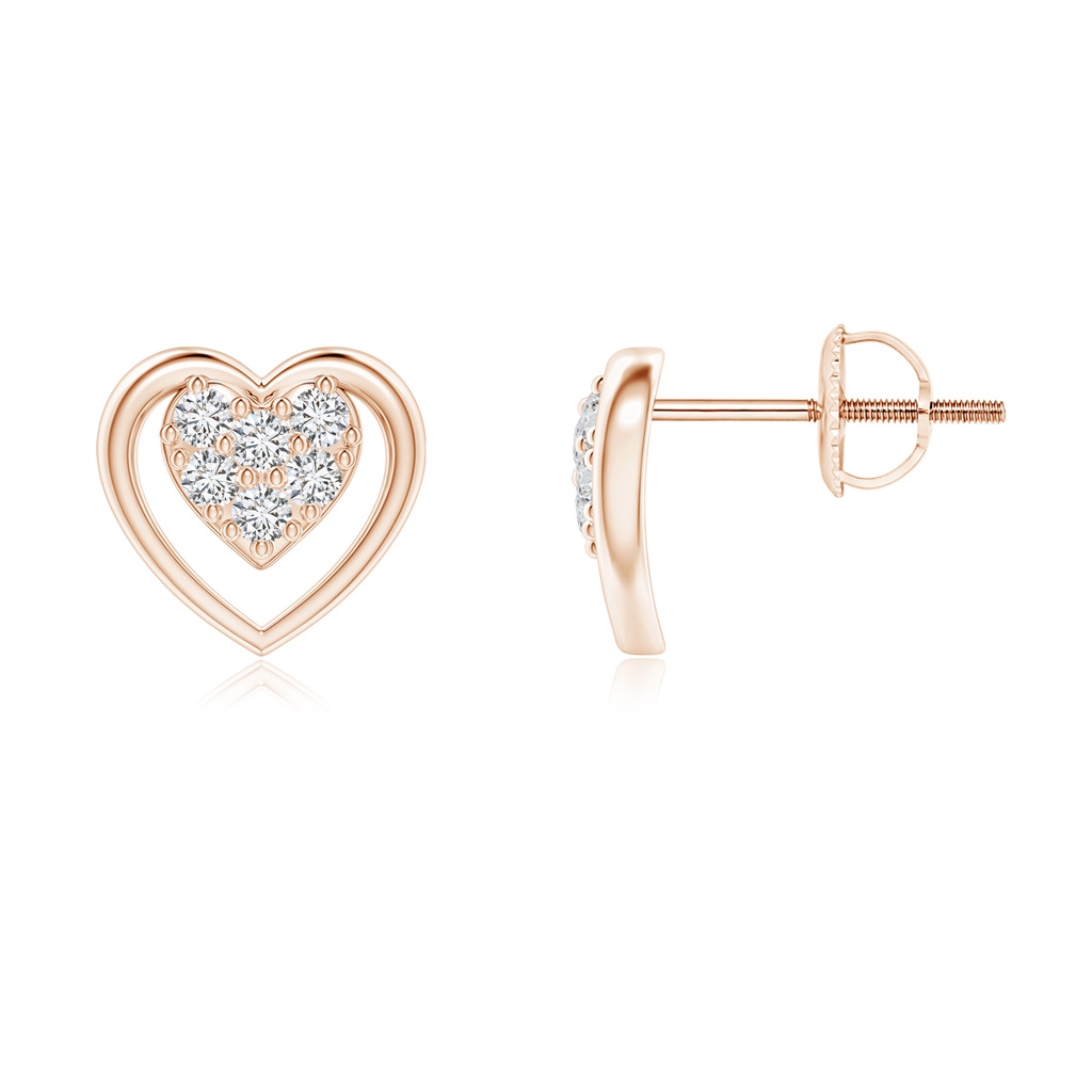 1.55mm HSI2 Cluster Diamond Open Heart Stud Earrings in Rose Gold