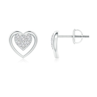 1.55mm HSI2 Cluster Diamond Open Heart Stud Earrings in White Gold