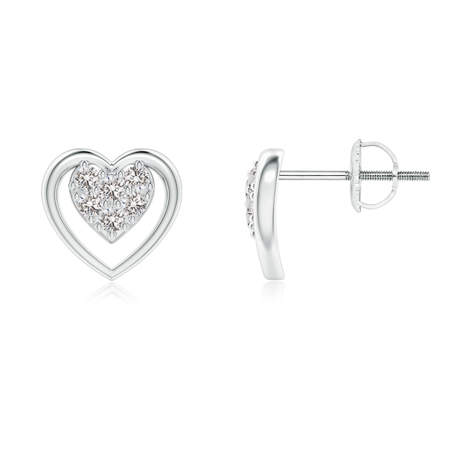 1.55mm IJI1I2 Cluster Diamond Open Heart Stud Earrings in White Gold 