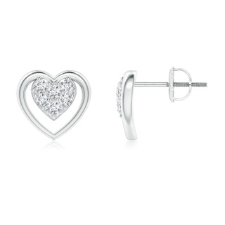 1.7mm GVS2 Clustre Diamond Open Heart Stud Earrings in P950 Platinum