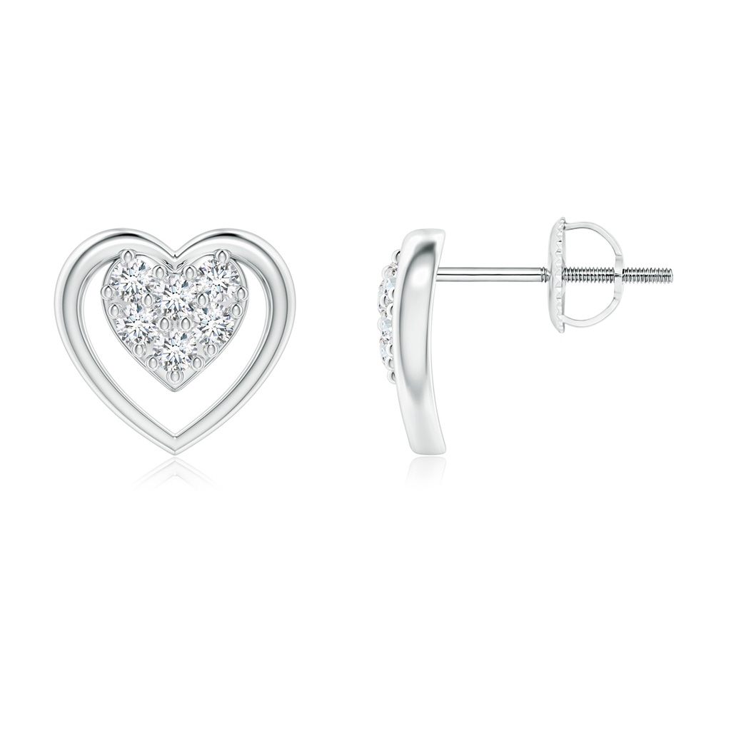 1.7mm GVS2 Clustre Diamond Open Heart Stud Earrings in White Gold