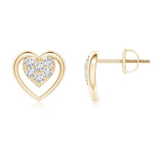 1.7mm GVS2 Clustre Diamond Open Heart Stud Earrings in Yellow Gold