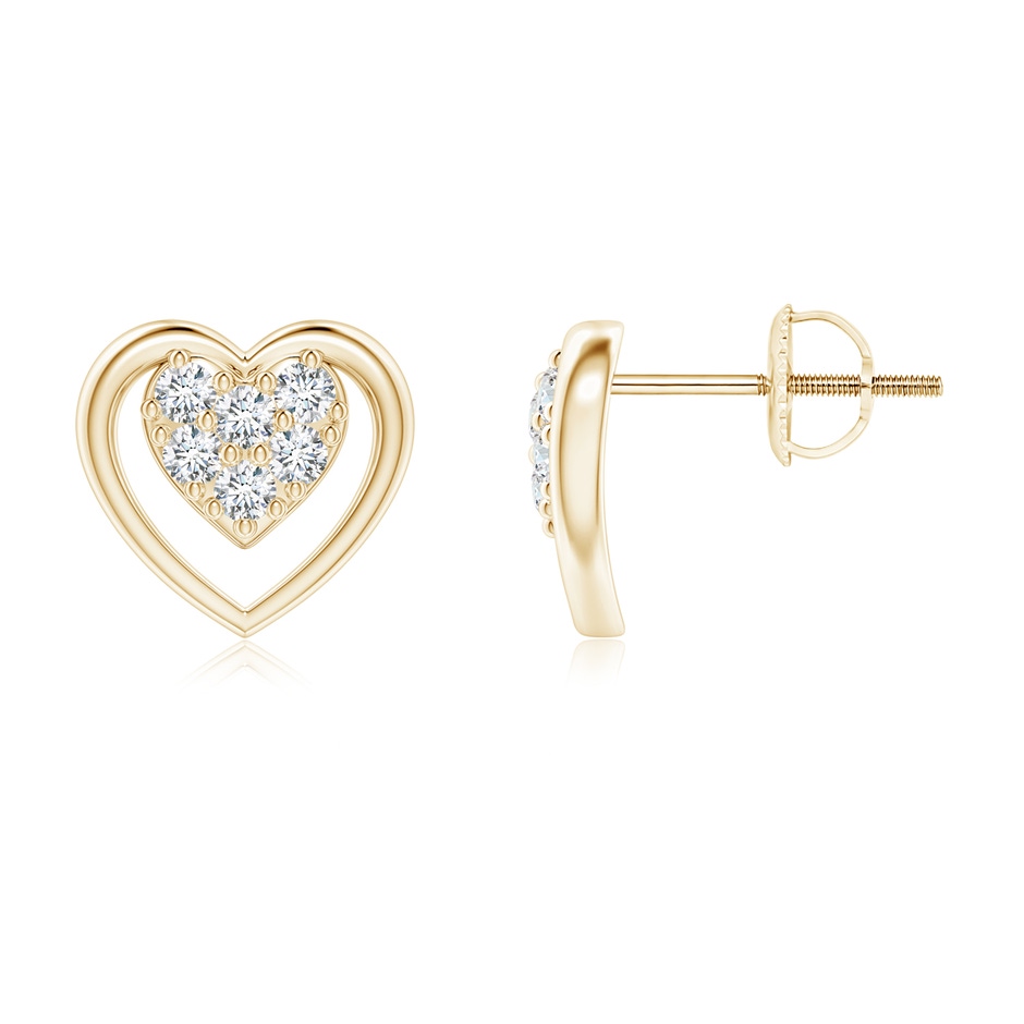 1.7mm GVS2 Clustre Diamond Open Heart Stud Earrings in Yellow Gold 