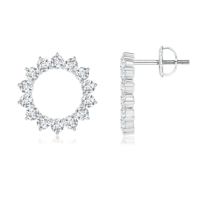 1.5mm GVS2 Diamond Floral Circle Stud Earrings in P950 Platinum