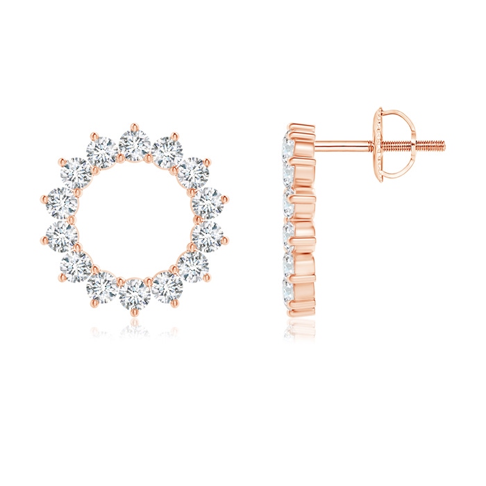 1.5mm GVS2 Diamond Floral Circle Stud Earrings in Rose Gold