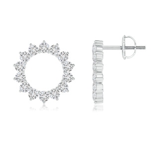 1.5mm HSI2 Diamond Floral Circle Stud Earrings in White Gold