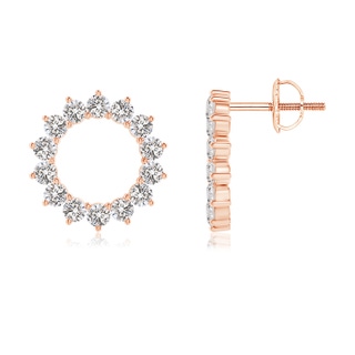 1.5mm IJI1I2 Diamond Floral Circle Stud Earrings in Rose Gold