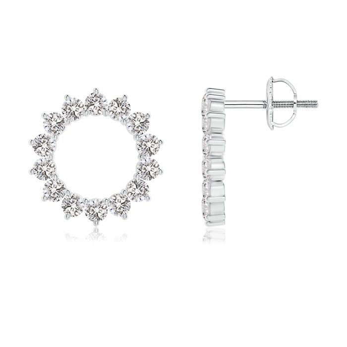 1.5mm IJI1I2 Diamond Floral Circle Stud Earrings in White Gold 
