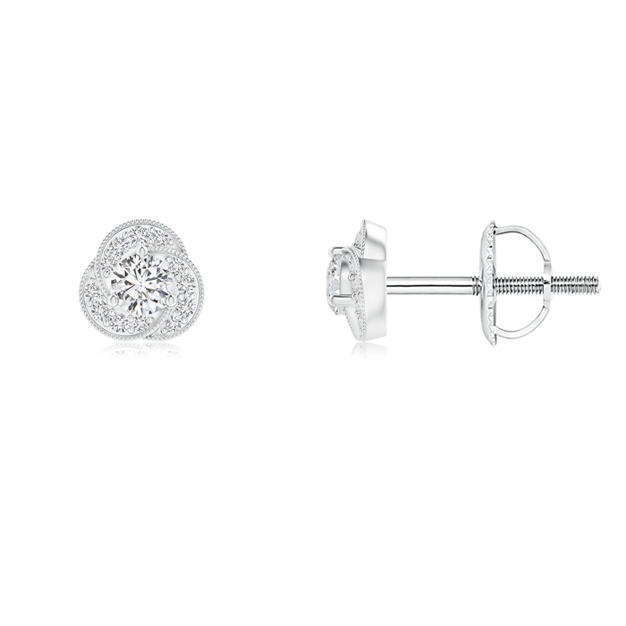 2.5mm HSI2 Milgrain-Edged Diamond Clover Stud Earrings in P950 Platinum 