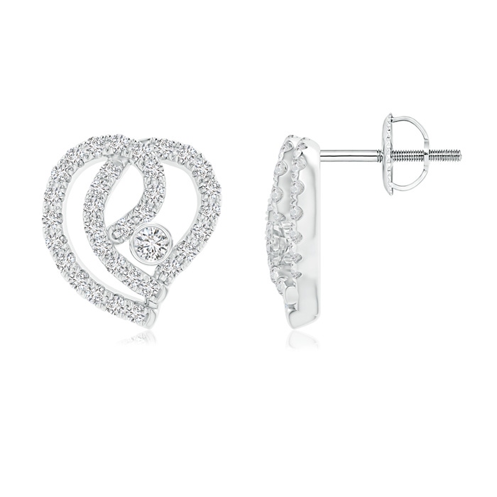 2mm HSI2 Diamond Abstract Heart Stud Earrings in White Gold