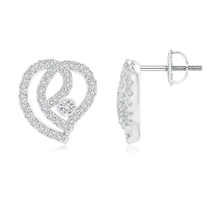 2mm HSI2 Diamond Abstract Heart Stud Earrings in White Gold 