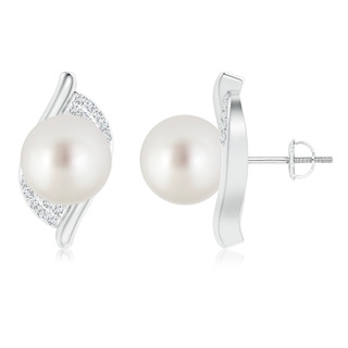 10mm AAA South Sea Cultured Pearl Bypass Earrings with Diamonds in White Gold