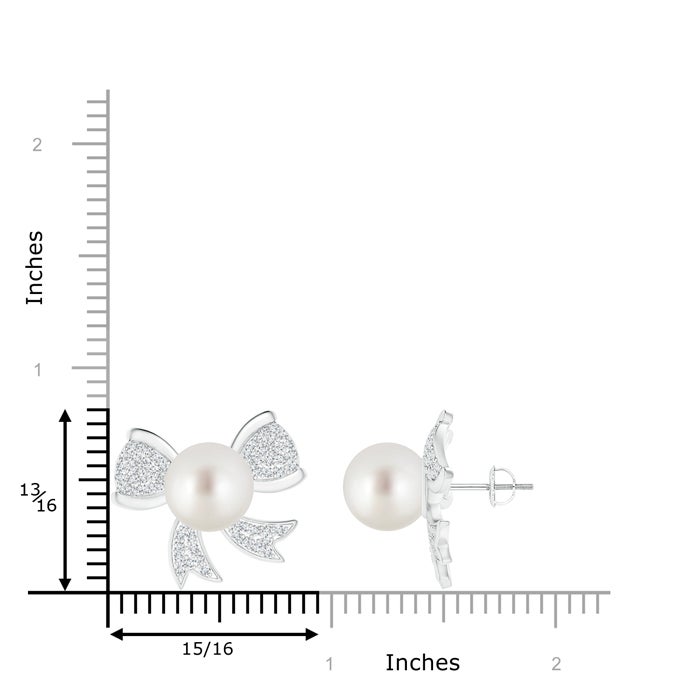 South Sea Cultured Pearl Bow Stud Earrings with Diamonds