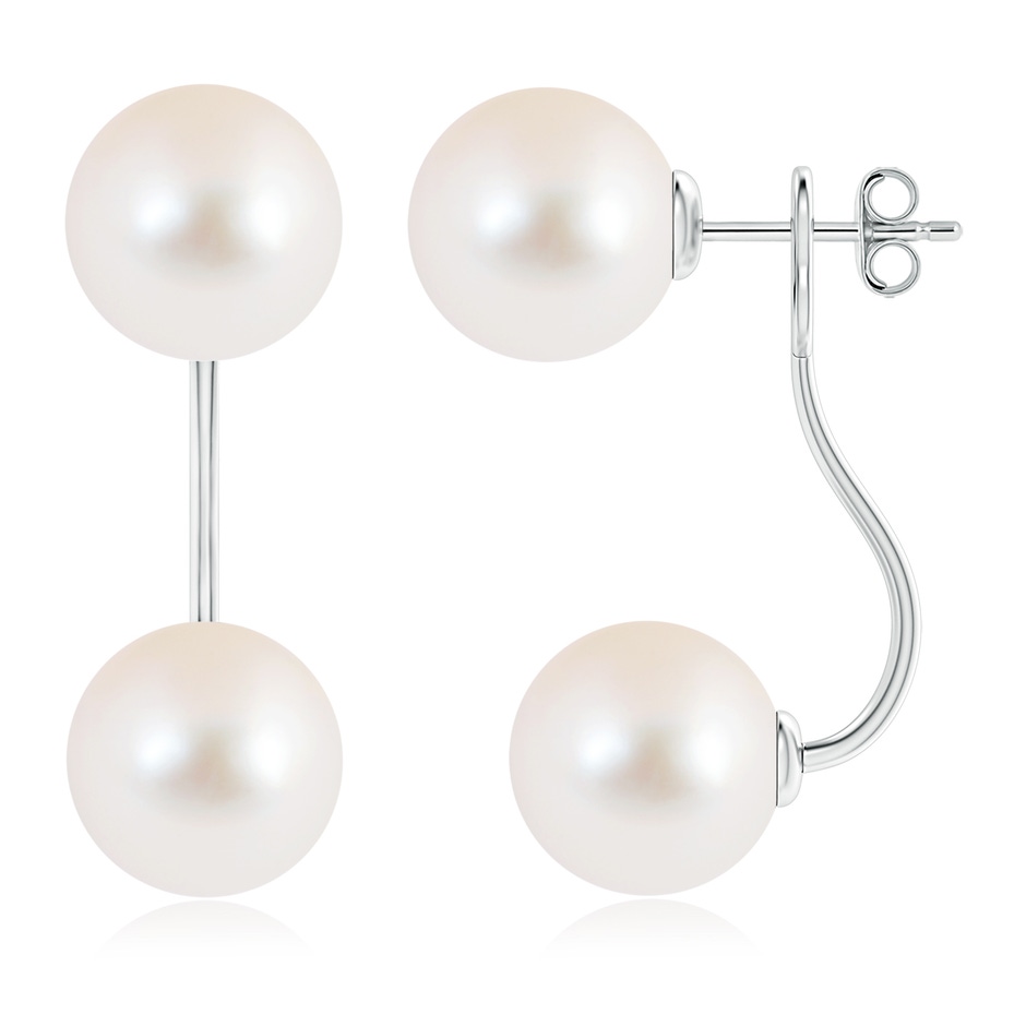 10mm AAA Two Stone Freshwater Pearl Front Back Earrings in S999 Silver 