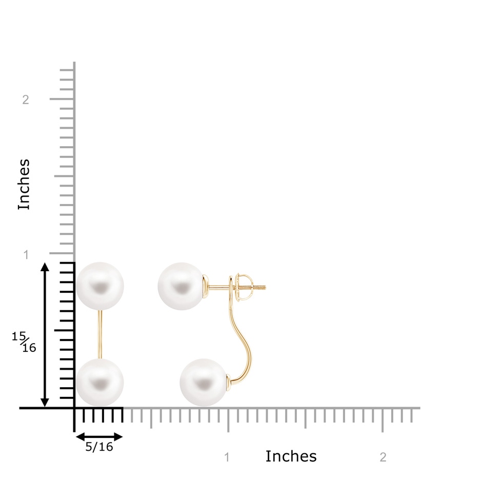 8mm AA Two Stone Freshwater Pearl Front Back Earrings in Yellow Gold product image