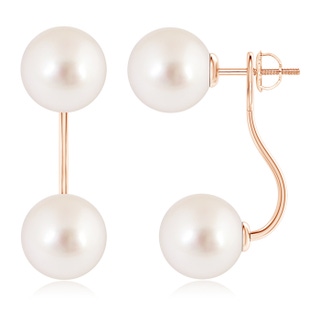 10mm AAAA Two Stone South Sea Cultured Pearl Front Back Earrings in Rose Gold