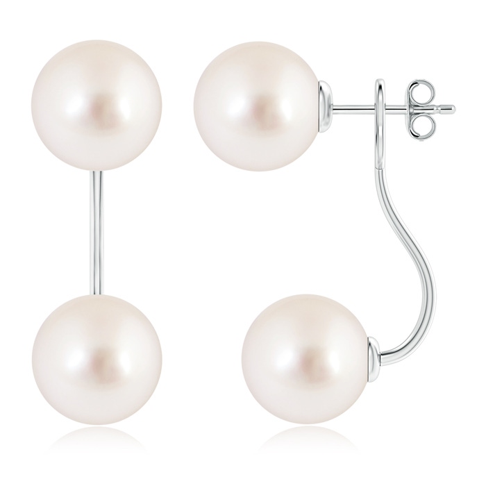 10mm AAAA Two Stone South Sea Cultured Pearl Front Back Earrings in S999 Silver