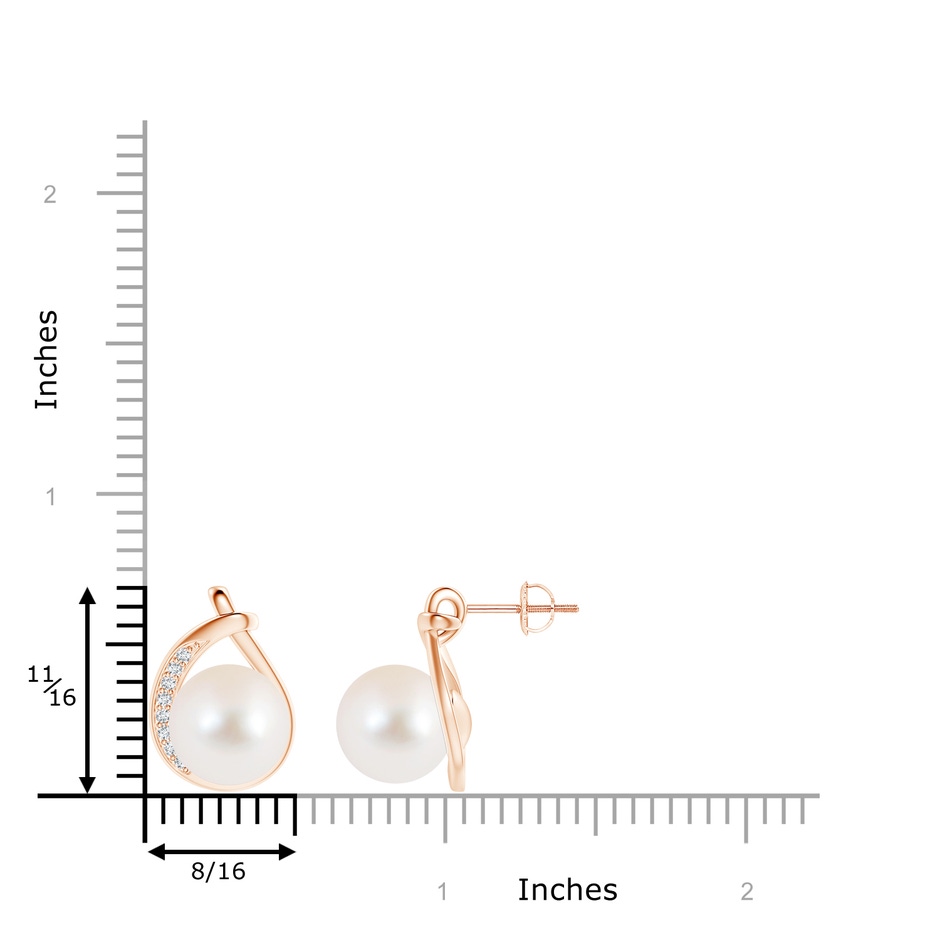 10mm AAA Freshwater Pearl Stud Earrings with Pavé Diamonds in Rose Gold product image