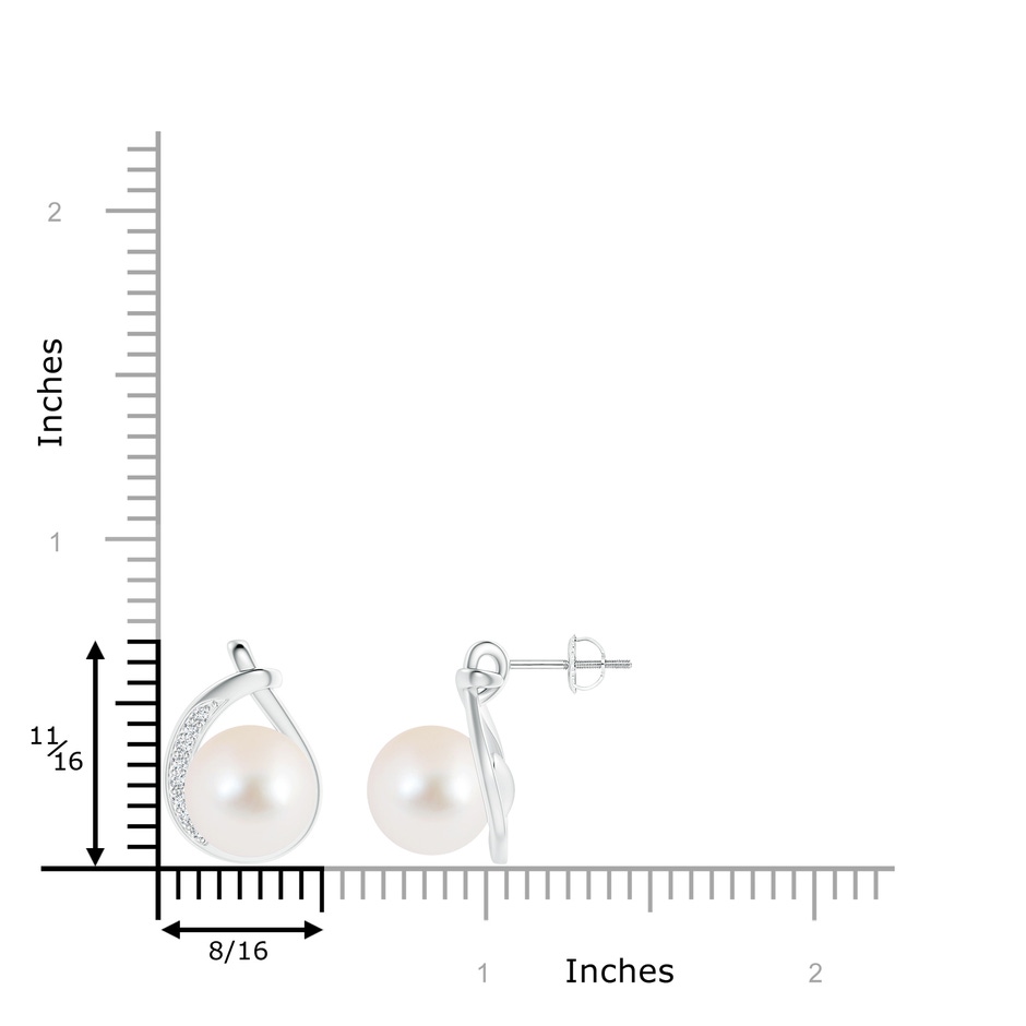10mm AAA Freshwater Pearl Stud Earrings with Pavé Diamonds in White Gold product image