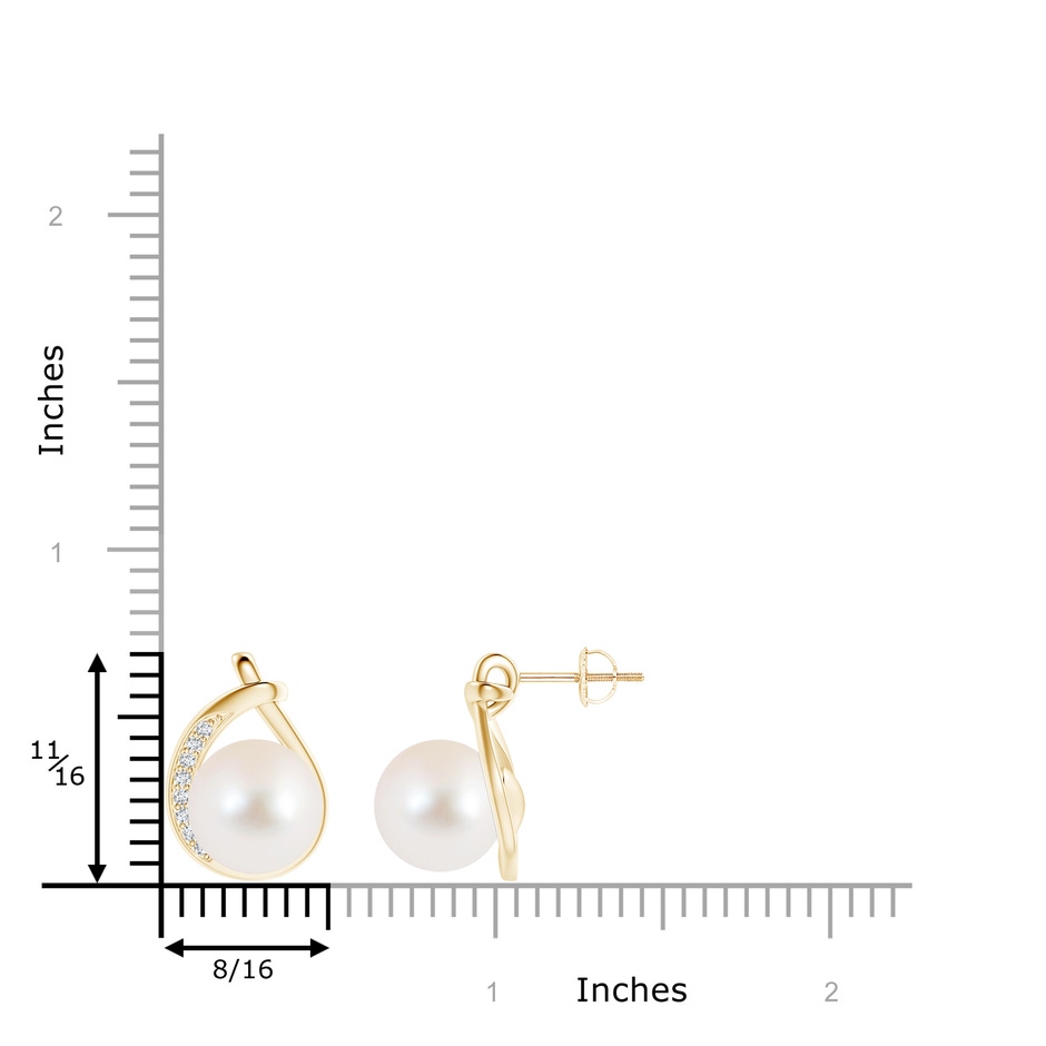 10mm AAA Freshwater Pearl Stud Earrings with Pavé Diamonds in Yellow Gold product image