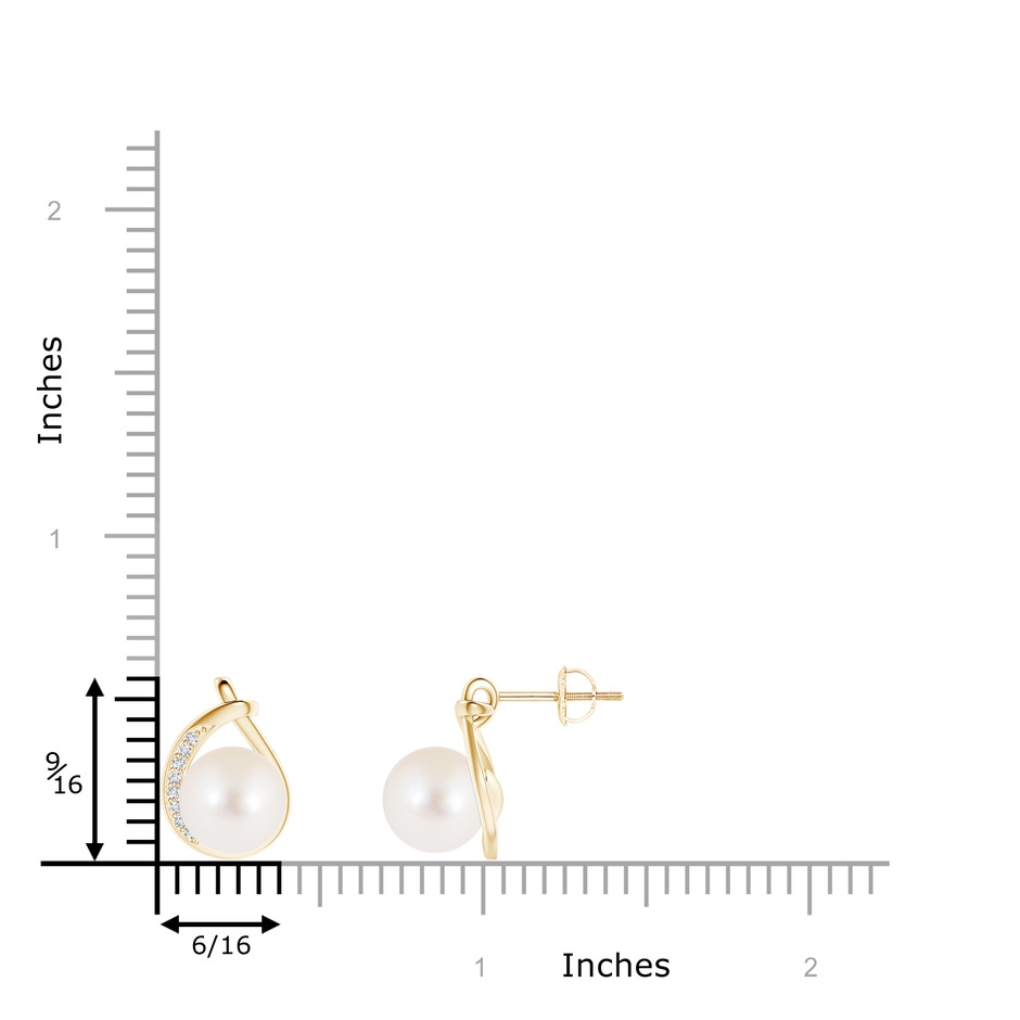 8mm AAA Freshwater Pearl Stud Earrings with Pavé Diamonds in Yellow Gold product image