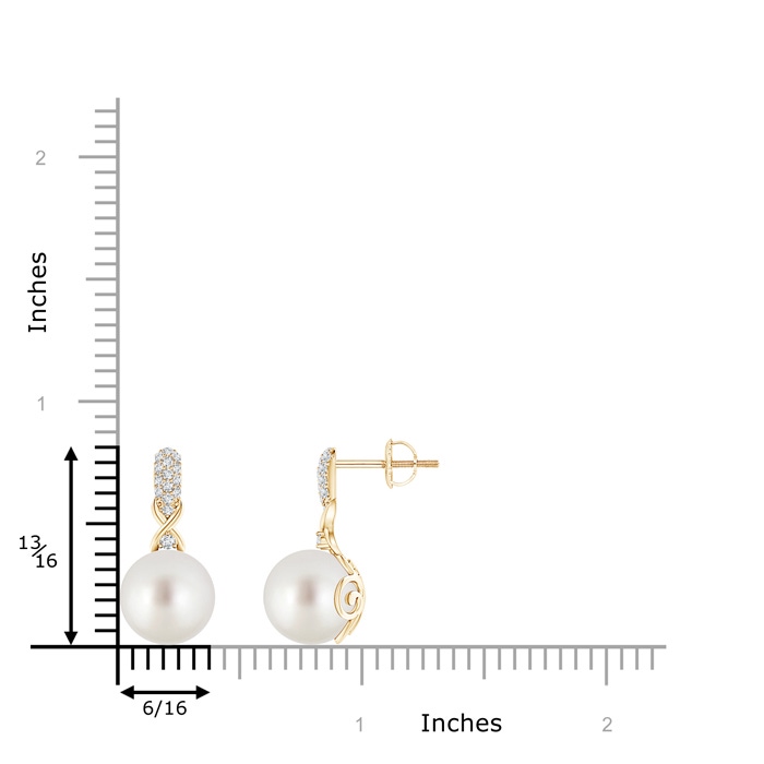 9mm AAA South Sea Pearl Infinity Earrings with Diamonds in Yellow Gold product image