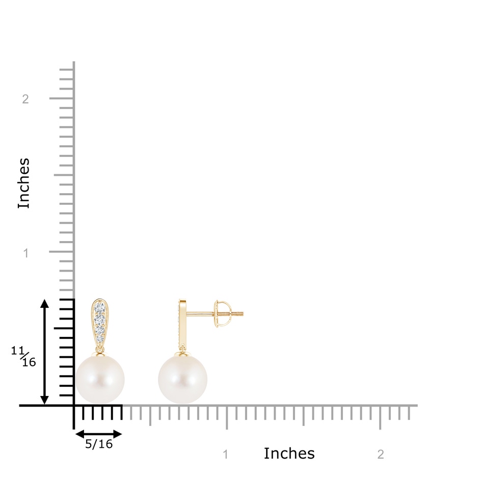 8mm AAA Freshwater Pearl and Diamond Dangle Earrings in Yellow Gold product image