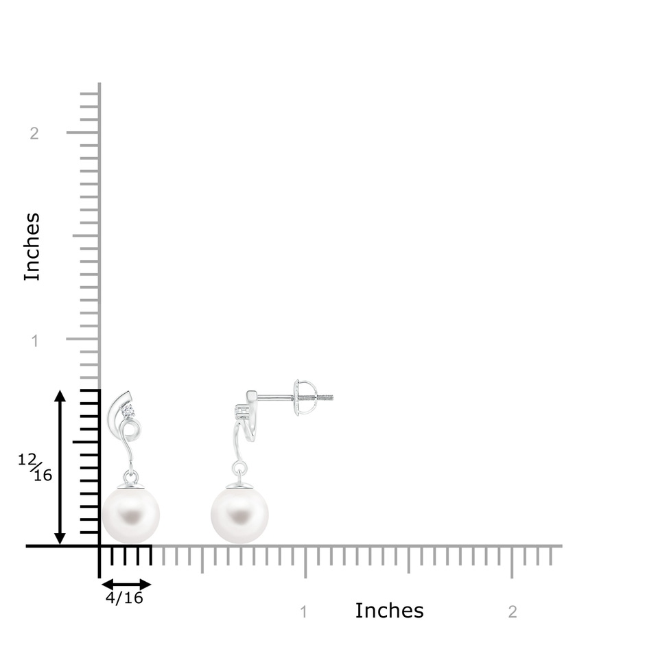 7mm AA Freshwater Pearl Twist Earrings with Diamond in White Gold product image