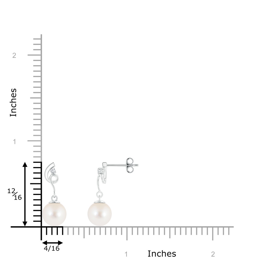 7mm AAA Freshwater Pearl Twist Earrings with Diamond in S999 Silver product image