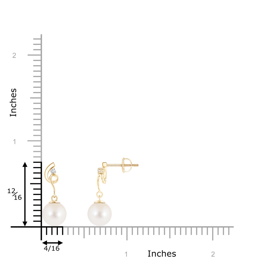7mm AAA Freshwater Pearl Twist Earrings with Diamond in Yellow Gold product image