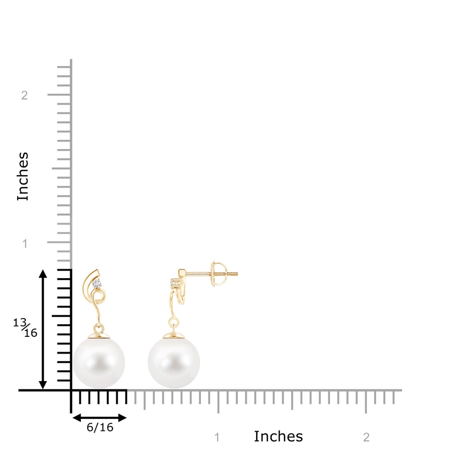 9mm AA Freshwater Pearl Twist Earrings with Diamond in 9K Yellow Gold product image